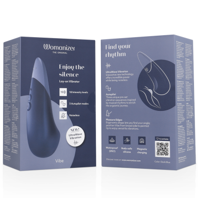 WOMANIZER - VIBE VIBRADOR SILENCIOSO DE USO À DIRETA AZUL ESCURO - D-245108 - Dona Pimenta