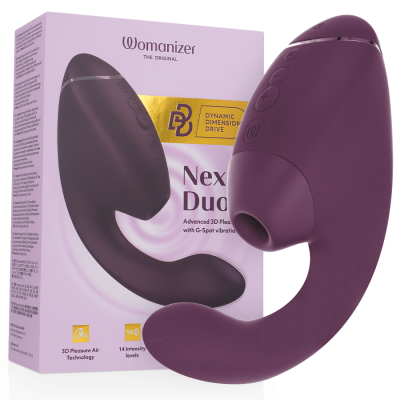 WOMANIZER - DUO NEXT Estimulador Duplo de Clitóris e Ponto G Roxo Escuro - D-245098 - Dona Pimenta