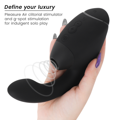 WOMANIZER - DUO NEXT ESTIMULADOR DUPLO DE CLITOR E PONTO G PRETO - D-245099 - Dona Pimenta