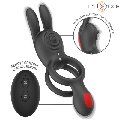 INTENSE - ANEL VIBRATÓRIO DUPLO QUINN COM CONTROLE REMOTO - D-245124 - Dona Pimenta