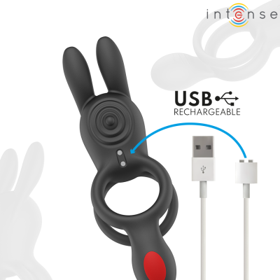 INTENSE - ANEL VIBRATÓRIO DUPLO QUINN COM CONTROLE REMOTO - D-245124 - Dona Pimenta