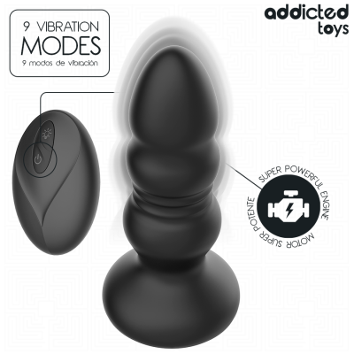 ADDICTED TOYS - PLUG ANAL GIRATÓRIO VIBRATÓRIO COM LUZ LED E CONTROLE REMOTO - D-245120 - Dona Pimenta