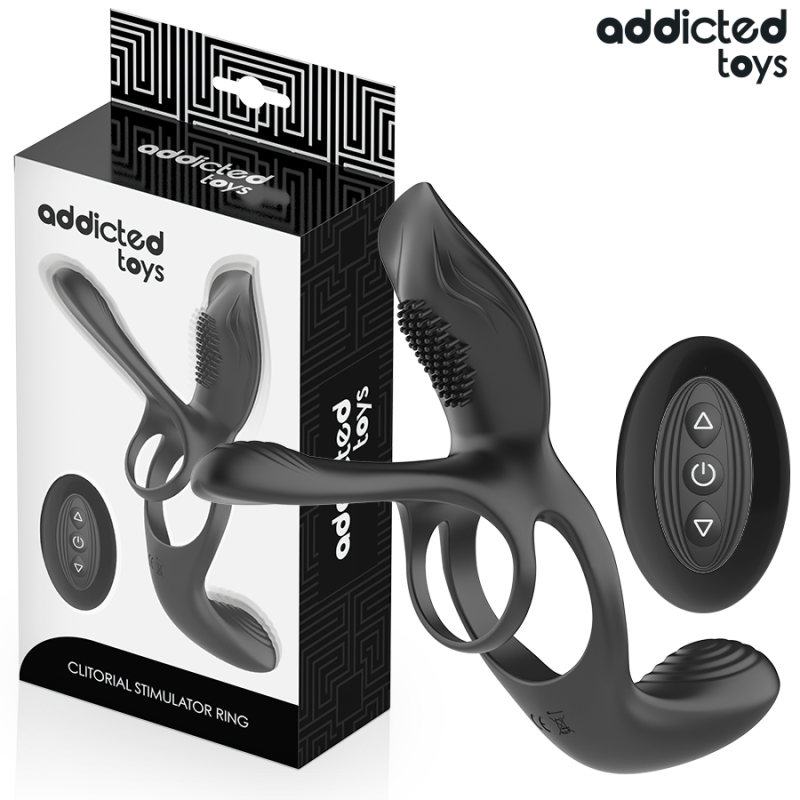 ADDICTED TOYS - DOBLE ANILLO PARA EL PENE CON ESTIMULADOR DE CLÍTORIS - D-245121 - Dona Pimenta