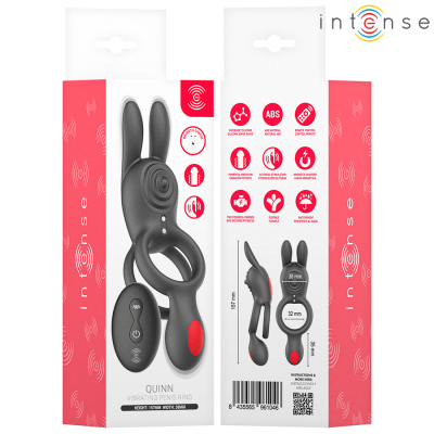 INTENSE - ANEL VIBRATÓRIO DUPLO QUINN COM CONTROLE REMOTO - D-245124 - Dona Pimenta