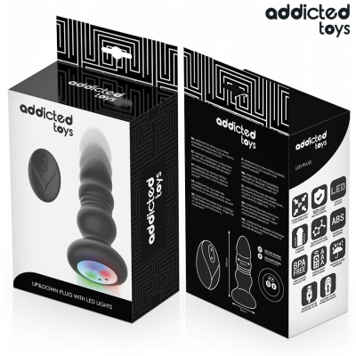 ADDICTED TOYS - PLUG ANAL GIRATÓRIO VIBRATÓRIO COM LUZ LED E CONTROLE REMOTO - D-245120 - Dona Pimenta