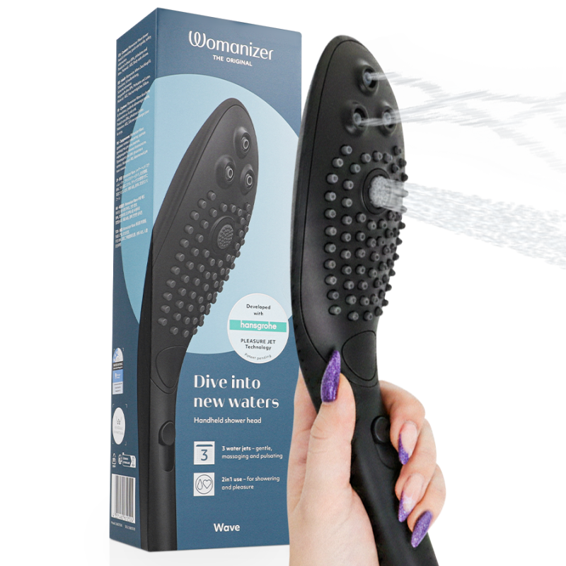 WOMANIZER - CHUVEIRO ESTIMULANTE CLITORIAL WAVE PRETO - D-245109 - Dona Pimenta