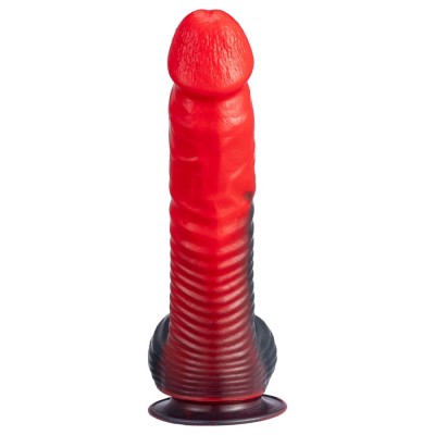 SILEXD - DEVIL DILDO FANTASIA DE SILICONE LÍQUIDO TERMOREATIVO VERMELHO E PRETO 20,3 CM - D-245452 - Dona Pimenta