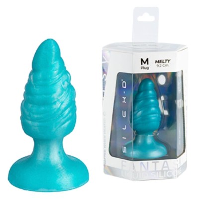 SILEXD - MELTY PLUG ANAL DE DERRETIMENTO FANTASY DE SILICONE LÍQUIDO TERMOREATIVO AZUL CELESTIAL 9,2 CM - D-245453 - Dona Piment