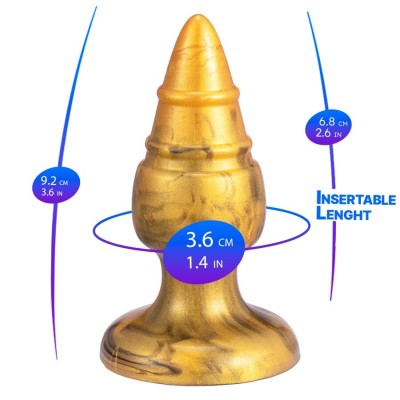 SILEXD - GOLDY PLUG ANAL FANTASY DE SILICONE LÍQUIDO TERMOREATIVO DOURADO 9,2 CM - D-245456 - Dona Pimenta