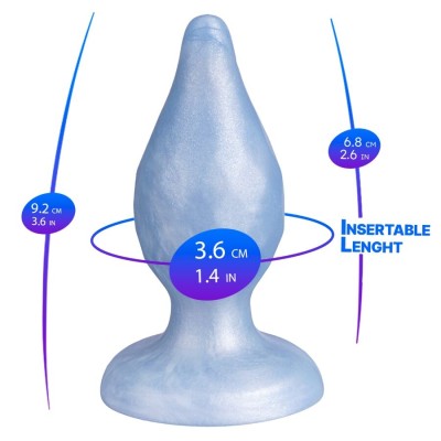 SILEXD - DIAMOND PLUG ANAL FANTASY DE SILICONE LÍQUIDO TERMOREATIVO AZUL PEROLADO 9,2 CM - D-245457 - Dona Pimenta