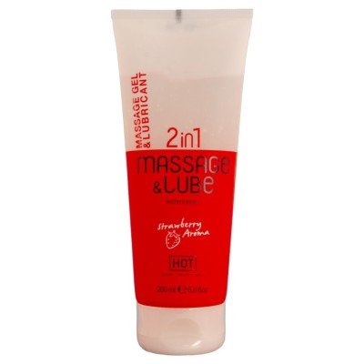 HOT - GEL DE MASSAGEM E DESLIZAMENTO 2 EM 1 MORANGO 200 ML - D-245281 - Dona Pimenta