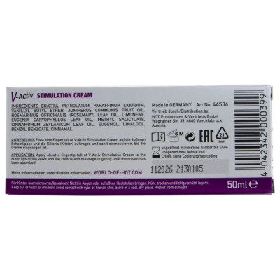 HOT - CREME ESTIMULANTE V-ACTIV PARA MULHERES 50 ML - D-245314 - Dona Pimenta