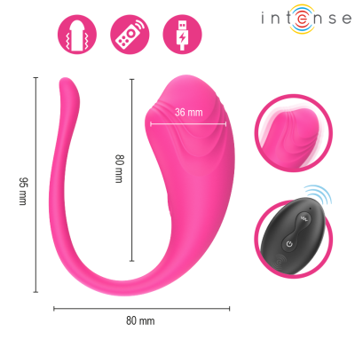 INTENSE - OVO VIBRATÓRIO ROSA OLIVIA COM CONTROLE REMOTO - D-245385 - Dona Pimenta