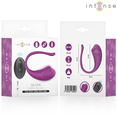 INTENSE - OVO VIBRATÓRIO ROXO OLIVIA COM CONTROLE REMOTO - D-245386 - Dona Pimenta