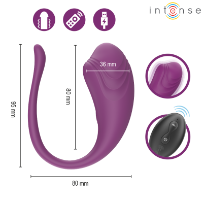 INTENSE - OVO VIBRATÓRIO ROXO OLIVIA COM CONTROLE REMOTO - D-245386 - Dona Pimenta
