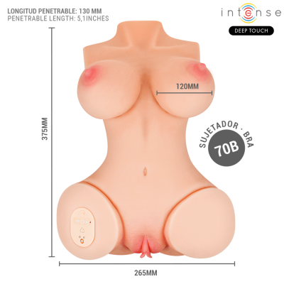 INTENSE DEEP TOUCH - VERO TORSO, ÂNUS E VAGINA COM SUCÇÃO, CALOR, VIBRAÇÃO E EFEITOS DE VOZ COM CONTROLE REMOTO 5,5 KG - D-24511