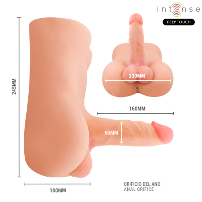 INTENSE DEEP TOUCH - TORSO DAMIEN COM ÂNUS E DILDO REALISTA COM FUNÇÃO DE PRESSÃO E VIBRAÇÃO, CONTROLE REMOTO, 3,5 KG - D-245114
