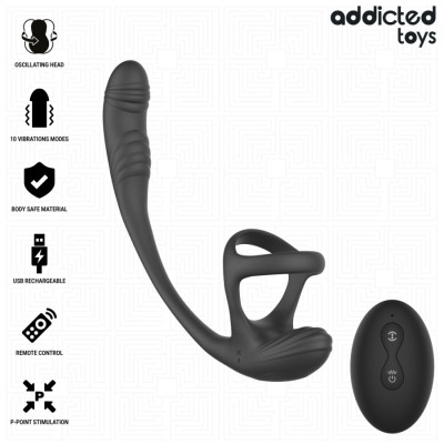 ADDICTED TOYS - PLUG ANAL COM VIBRAÇÃO, OSCILAÇÃO 360º E ESTIMULADOR DE TESTÍCULOS - D-245122 - Dona Pimenta