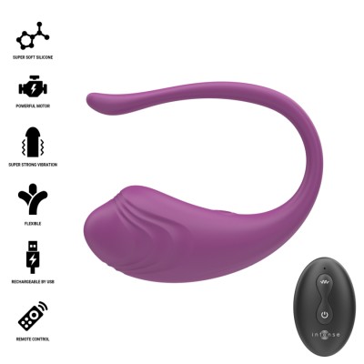 INTENSE - OVO VIBRATÓRIO ROXO OLIVIA COM CONTROLE REMOTO - D-245386 - Dona Pimenta