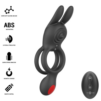 INTENSE - ANEL VIBRATÓRIO DUPLO QUINN COM CONTROLE REMOTO - D-245124 - Dona Pimenta