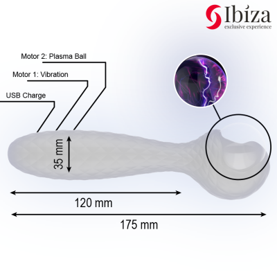 IBIZA - VIBRADOR E ESTIMULADOR DE PLASMA SPHERE - D-244816 - Dona Pimenta