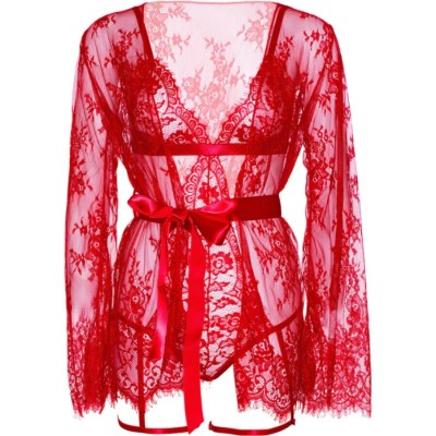 LEG AVENUE - 86123 CONJUNTO DE ROBE COM CALCINHA E LIGA VERMELHO TAMANHO S - D-244908 - Dona Pimenta