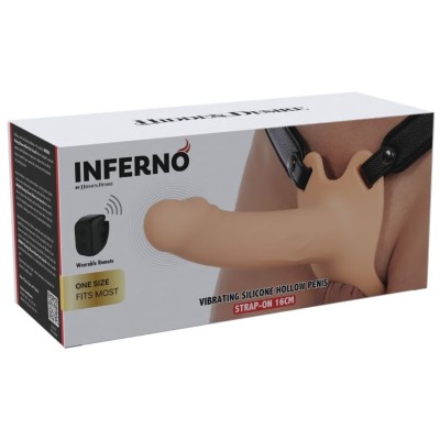 HIDDEN DESIRE - INFERNO MANGA PENIANA VIBRATÓRIA COM STRAP-ON 16 CM - D-245551 - Dona Pimenta