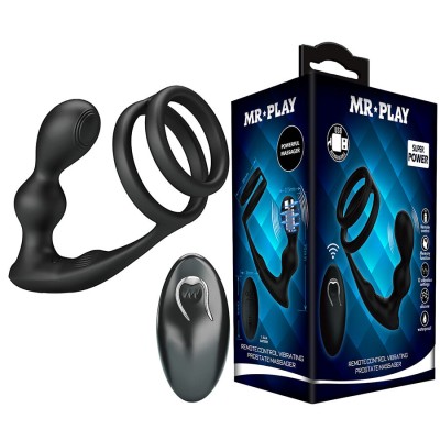 MR PLAY - PLUG ANAL VIBRATÓRIO COM ANEL PENIANO E CONTROLE REMOTO - D-245189 - Dona Pimenta