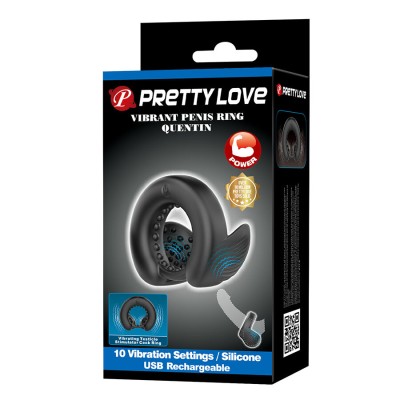 PRETTY LOVE - QUENTIN ANEL PENIANO COM ESTIMULADOR TESTÍCULO - D-245238 - Dona Pimenta