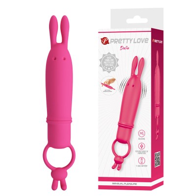 PRETTY LOVE - DELIA VIBRADOR RABBIT COM ANEL DE RESISTÊNCIA - D-245228 - Dona Pimenta