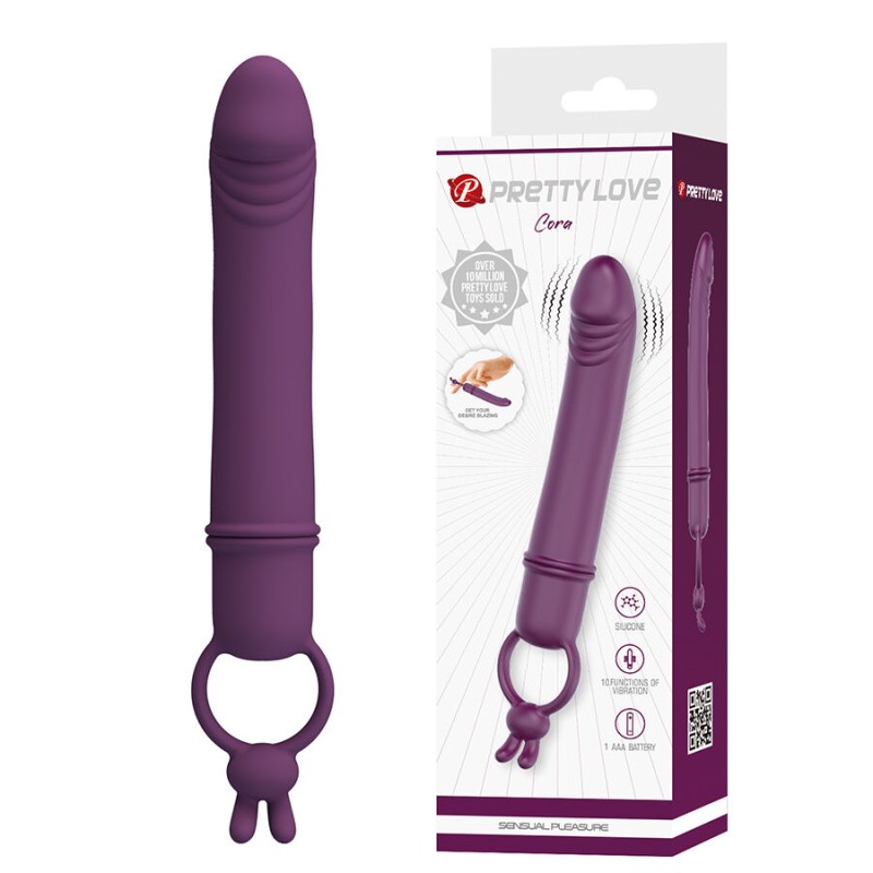 PRETTY LOVE - CORA VIBRADOR EM FORMATO DE PÊNIS COM ANEL DE RESISTÊNCIA - D-245229 - Dona Pimenta