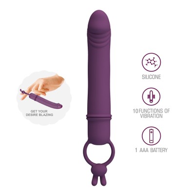 PRETTY LOVE - CORA VIBRADOR EM FORMATO DE PÊNIS COM ANEL DE RESISTÊNCIA - D-245229 - Dona Pimenta