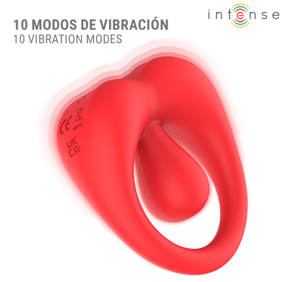 INTENSE - RUSSELL ANILLO VIBRADOR CON ESTIMULACIÓN DE CLÍTORIS ROJO - D-245641 - Dona Pimenta