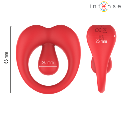 INTENSE - RUSSELL ANILLO VIBRADOR CON ESTIMULACIÓN DE CLÍTORIS ROJO - D-245641 - Dona Pimenta