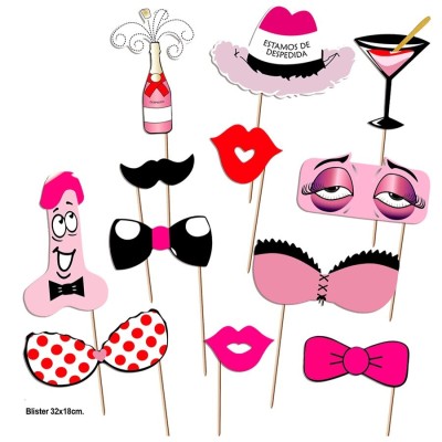 DIABLO PICANTE - CONJUNTO PHOTOCALL PARTY MODELO 1 - 12 UNIDADES - D-245418 - Dona Pimenta