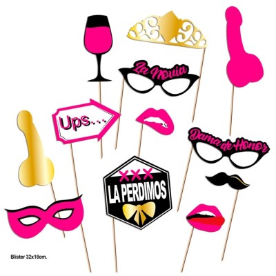 DIABLO PICANTE - CONJUNTO PHOTOCALL PARTY MODELO 2 - 12 UNIDADES - D-245419 - Dona Pimenta