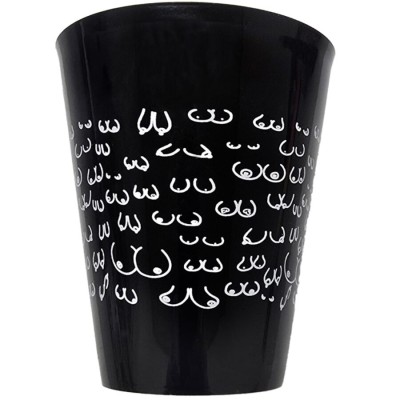 DIABLO PICANTE - COPO PRETO 500 ML COM SEIOS BRANCOS - D-245425 - Dona Pimenta