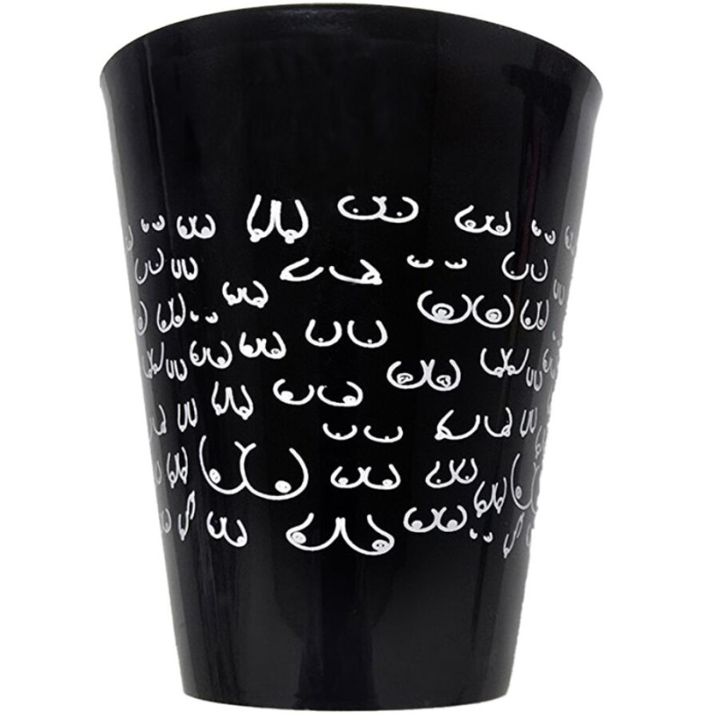 DIABLO PICANTE - COPO PRETO 500 ML COM SEIOS BRANCOS - D-245425 - Dona Pimenta