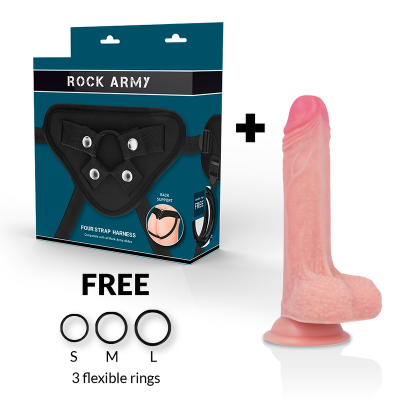 ROCKARMY - ARNÊS + SILICONE LÍQUIDO PREMIUM MUSTANG REALISTA 18 CM -O- 4.14 CM - D-227456 - Dona Pimenta