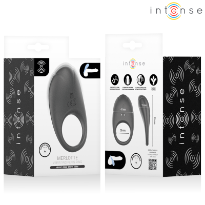 INTENSE - MERLOTTE ANILLO VIBRADOR CON ESTIMULACIÓN DE CLÍTORIS NEGRO - D-245640 - Dona Pimenta