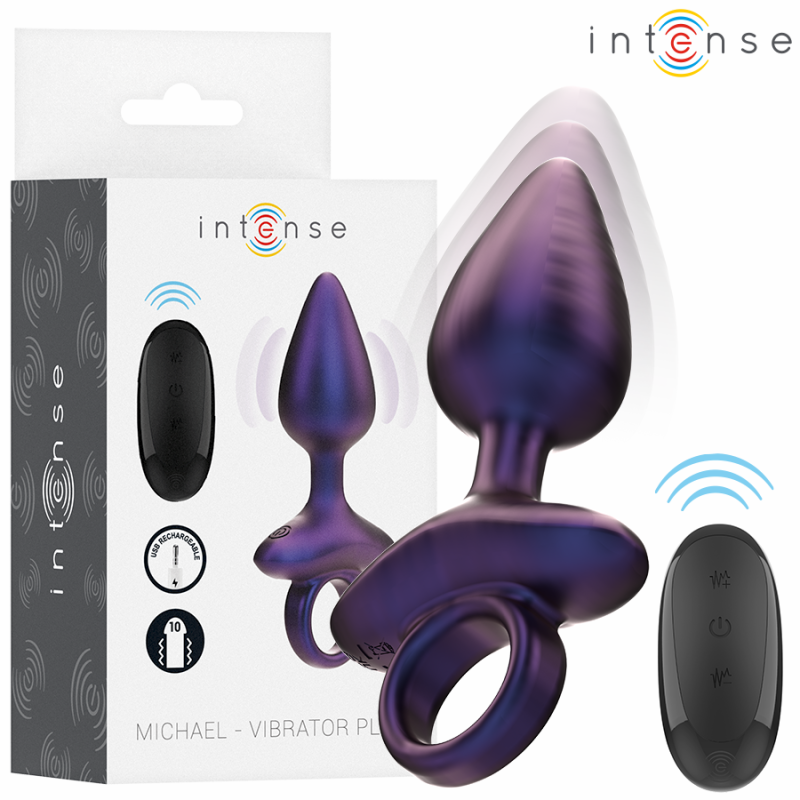 INTENSE - MICHAEL VIBRADOR ANAL PLUG MODELO 2 CONTROLE REMOTO - D-242065 - Dona Pimenta