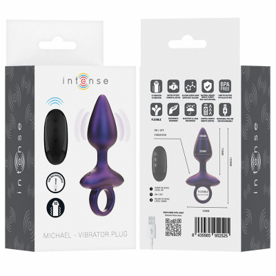 INTENSE - MICHAEL VIBRADOR ANAL PLUG MODELO 2 CONTROLE REMOTO - D-242065 - Dona Pimenta
