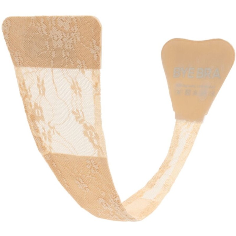 BYE-BRA - TANGA ADHESIVO ENCAJE BEIGE TALLA ÚNICA - D-245509 - Dona Pimenta