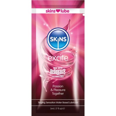 SKINS - EXCITE LUBRIFICANTE À BASE DE ÁGUA DOSE ÚNICA 5 ML - D-244887 - Dona Pimenta