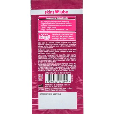 SKINS - EXCITE LUBRIFICANTE À BASE DE ÁGUA DOSE ÚNICA 5 ML - D-244887 - Dona Pimenta