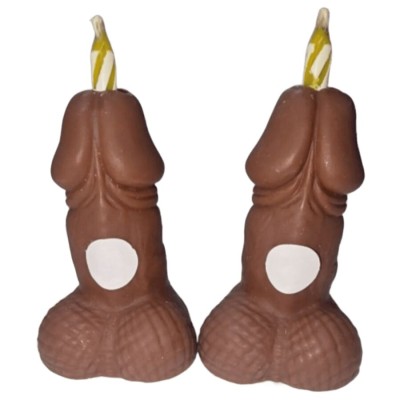DIABLO PICANTE - VELAS DE ANIVERSÁRIO EM FORMATO DE PÊNIS, TOM ESCURO, 2 UNIDADES - D-245435 - Dona Pimenta