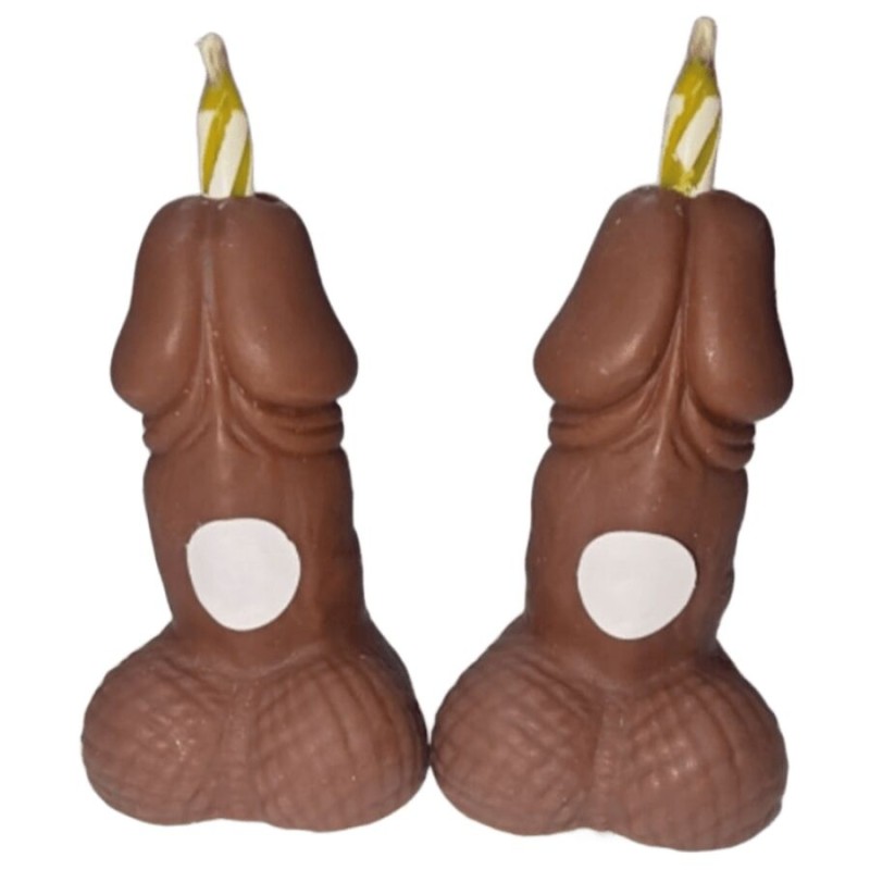 DIABLO PICANTE - VELAS DE ANIVERSÁRIO EM FORMATO DE PÊNIS, TOM ESCURO, 2 UNIDADES - D-245435 - Dona Pimenta