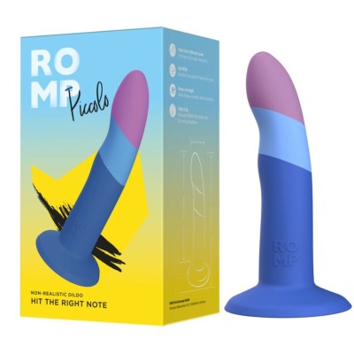 ROMP - PICCOLO DILDO DE SILICONE COM VENTOSA TRICOLORIDA 14 CM - D-245877 - Dona Pimenta
