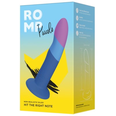 ROMP - PICCOLO DILDO DE SILICONE COM VENTOSA TRICOLORIDA 14 CM - D-245877 - Dona Pimenta