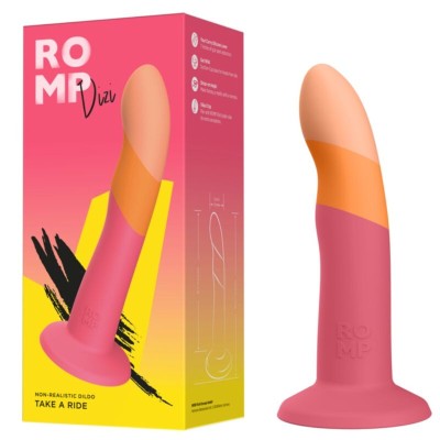 ROMP - DIZI DILDO DE SILICONE COM VENTOSA TRICOLOR 18 CM - D-245882 - Dona Pimenta